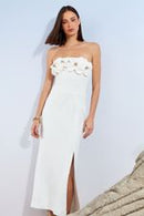 VESTIDO MIDI FLORES BORDADOS