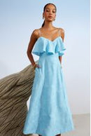 VESTIDO MIDI BABADO DECOTE