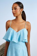 VESTIDO MIDI BABADO DECOTE