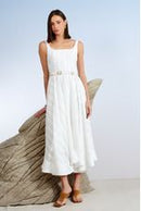 VESTIDO MIDI DETALHE FIVELA COURO