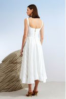 VESTIDO MIDI DETALHE FIVELA COURO