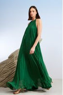 VESTIDO LONGO PLISSADO DETALHE COSTAS