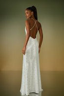 VESTIDO LONGO CINDY RECORTES E PESPONTOS