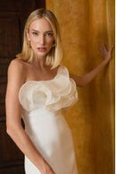 VESTIDO MIDI DECOTE PÉTALAS