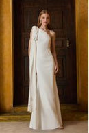 VESTIDO CREPE LAÇO OMBRO SÓ